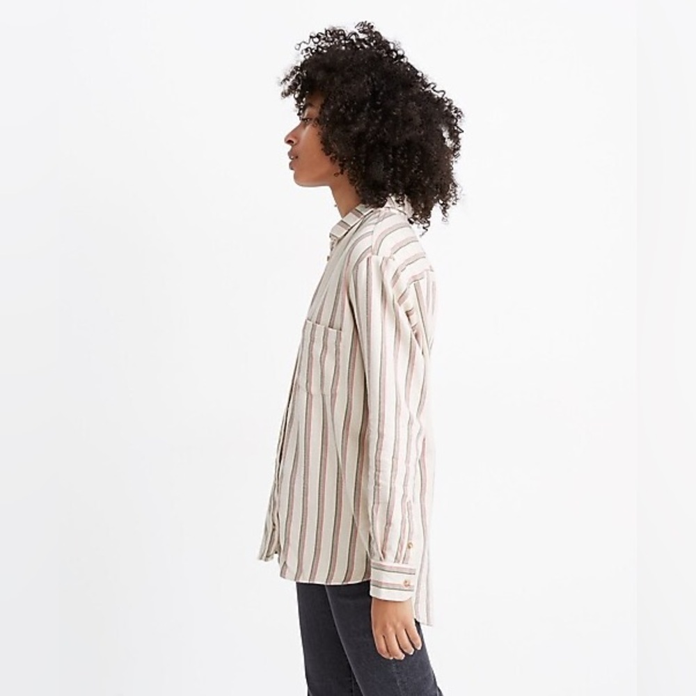 Madewell striped flannel button down shirt